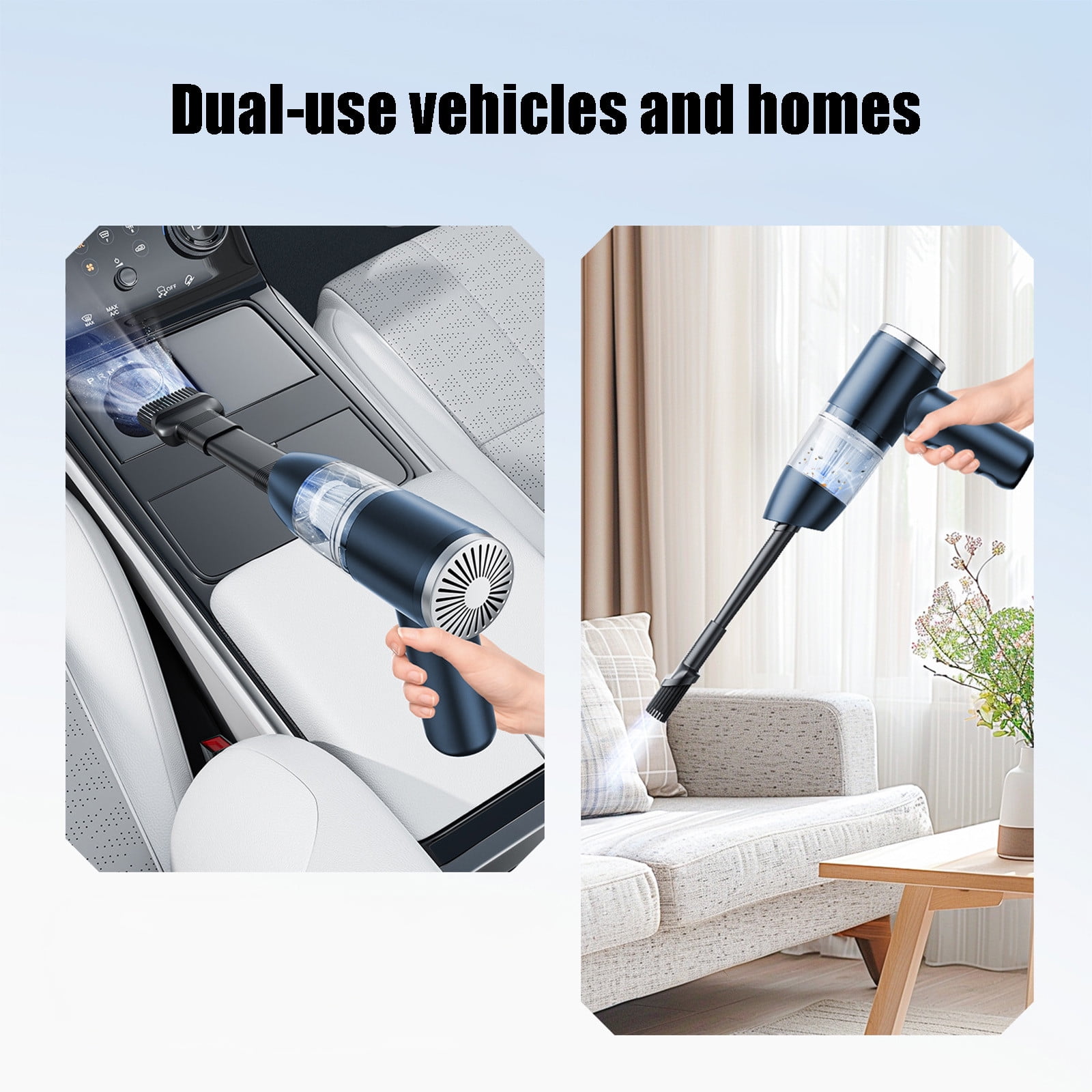 Portable Wireless Handheld Vacuum Cleaner,Strong Suction Multi-Function Vacuum for Wet and Dry Cleaning,Compact Car and Home Use with Accessories for Pet Hair Dust and Food Residue Cleaning-Free Size
