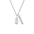 thumbnail image 2 of Delight Jewelry Silvertone Imitation Pearl Snowman Silvertone Live the Life You Have Imagined Bar Charm Necklace, 23", 2 of 4