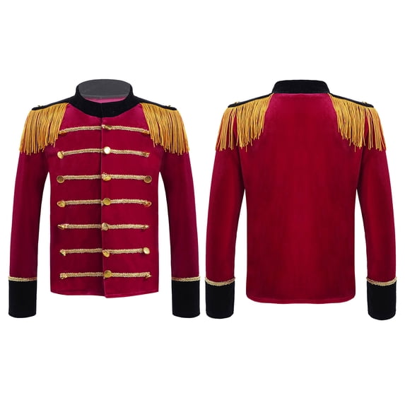 inhzoy Kids Boys Circus Ringmaster Uniforms Long Sleeve Tassels Jacket Coat Festival Party Role Play Costumes Red 14