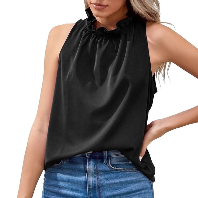 Moda mujer sólido sin mangas chaleco camiseta blusa casual tops Pompotops lopia1000233