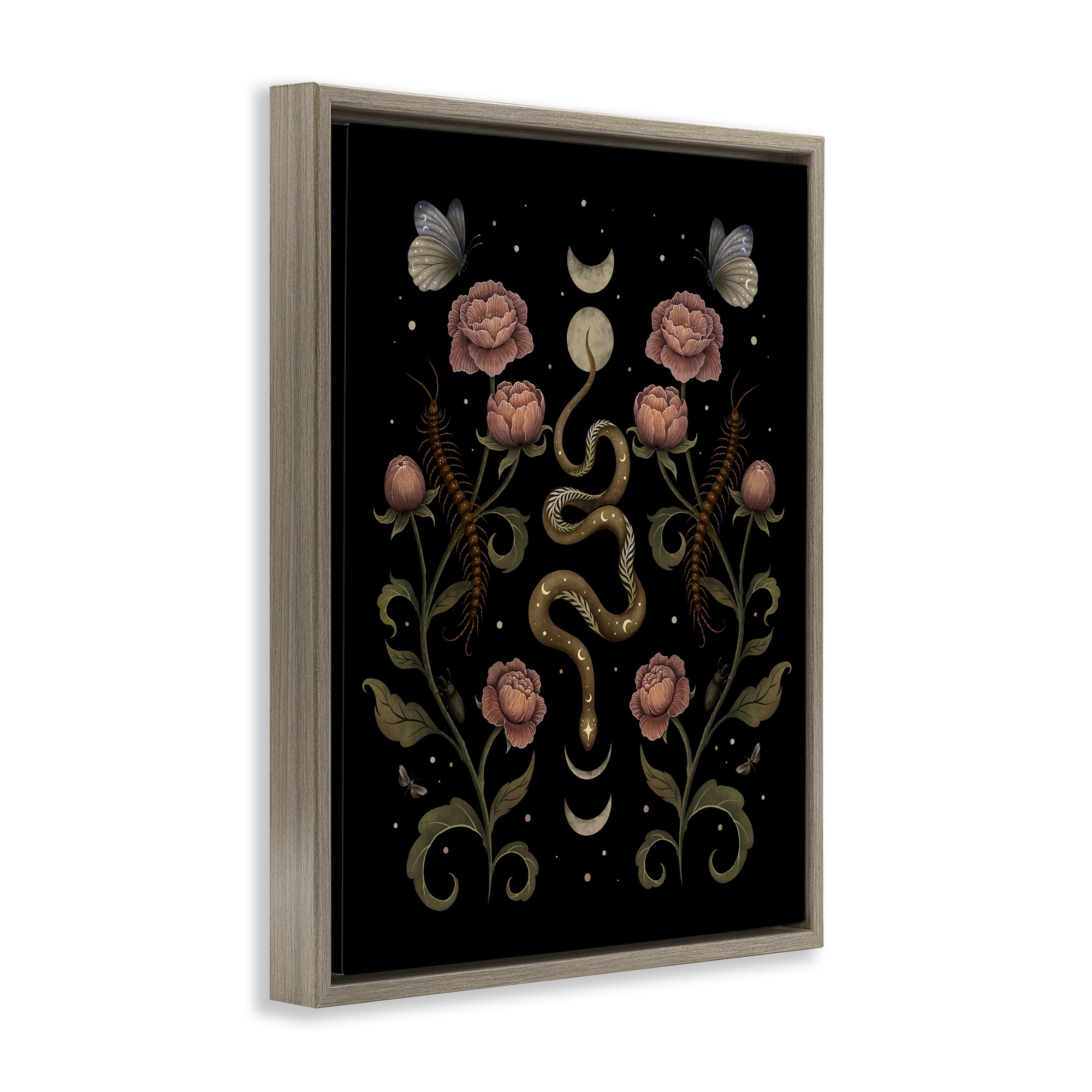 Stupell Industries Serpentine Garden Symmetry Brown Framed Floater Canvas Wall Art, design by Episodic Drawings