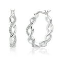 thumbnail image 2 of Lancharmed Silver Plated Stud Earrings for Womens,Twisted Twisted Zircon Earring Friend Gifts for Women, 2 of 7