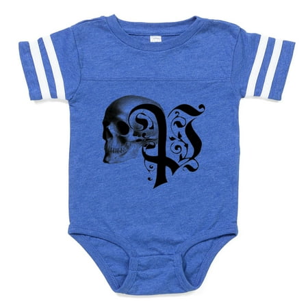 

CafePress - Gothic Skull Initial P - Cute Infant Baby Football Bodysuit