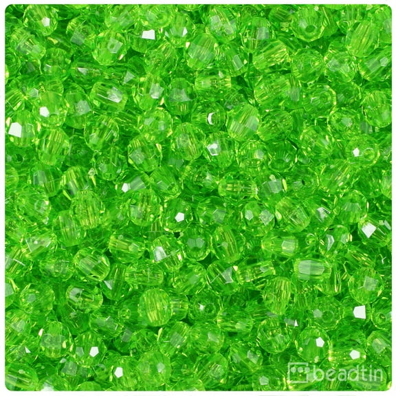 BeadTin Lime Transparent 6mm Faceted Round Craft Beads (600pcs)