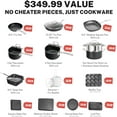 thumbnail image 3 of Granitestone True 20 Pc Pots and Pans Set Non Stick Cookware Set with Square Pan/Bakeware Set, Non Toxic Pot and Pan Set, Oven/Dishwasher Safe, Non stick Pots and Pan Set, No Cheater Pieces, Black, 3 of 8