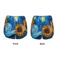 thumbnail image 3 of Balery Starry Night Sunflower Field Pantalones cortos deportivos para mujer con forro y dos bolsillos, elásticos, para entrenamiento, gimnasio, yoga-XX-Large, 3 of 7
