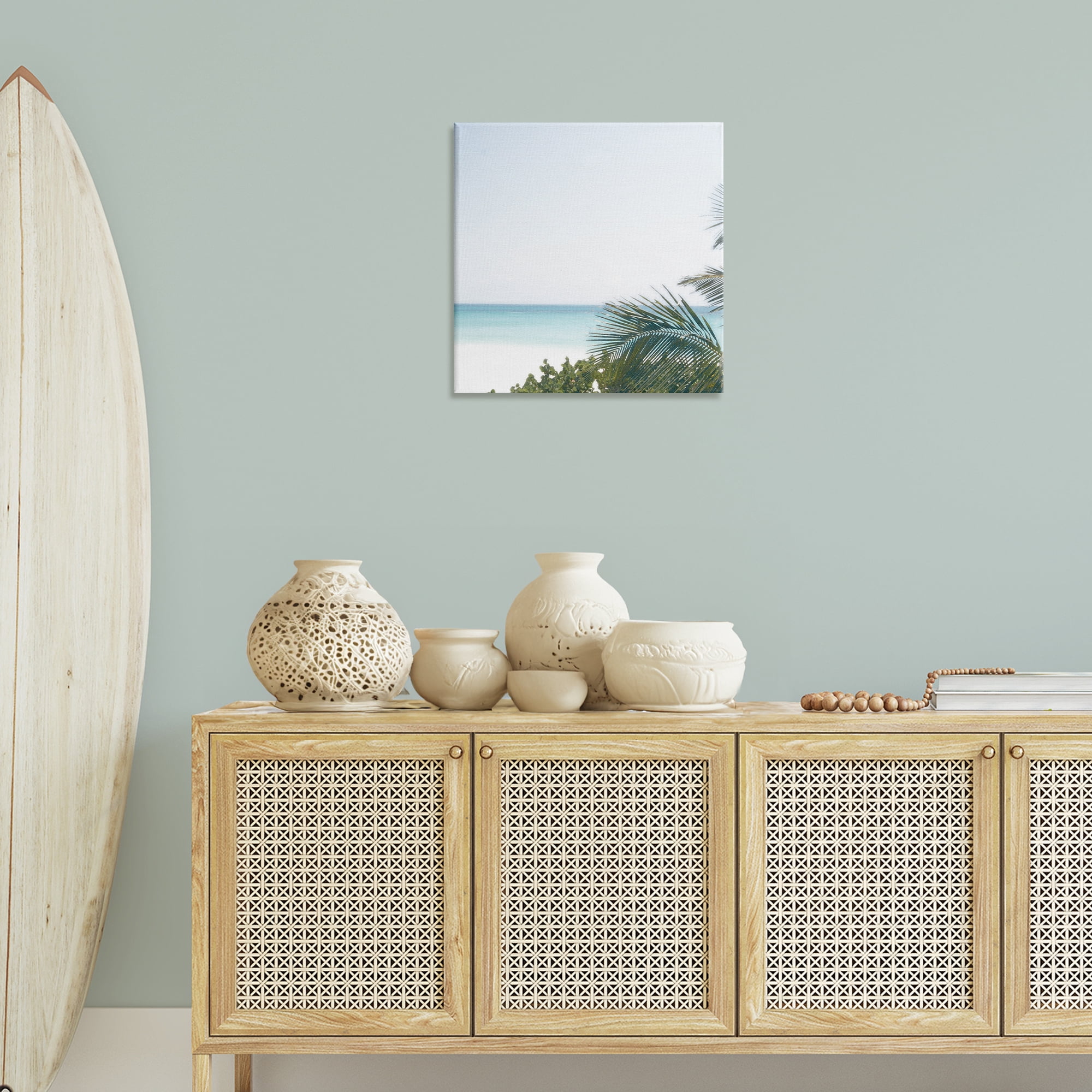 Stupell Industries Calm Beach Palms Coastal Photography Gallery Wrapped Canvas Art Print Wall Art, 24 x 24