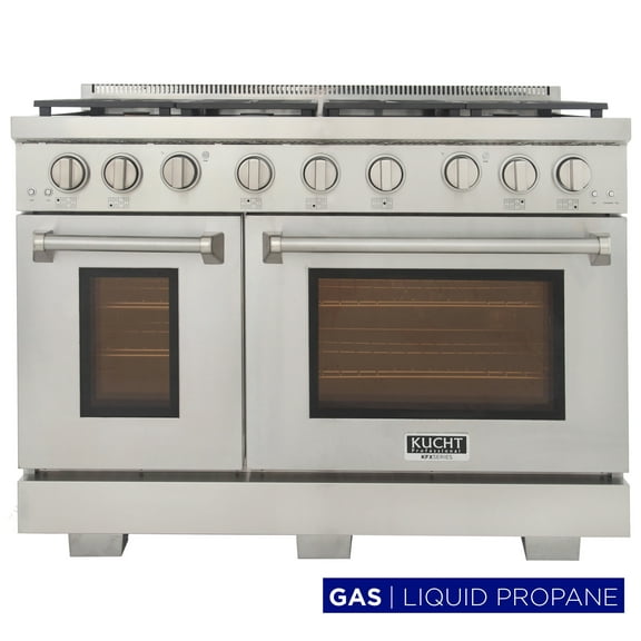 Kucht Professional 48" Stainless Steel Propane Gas Range with Knobs in Silver