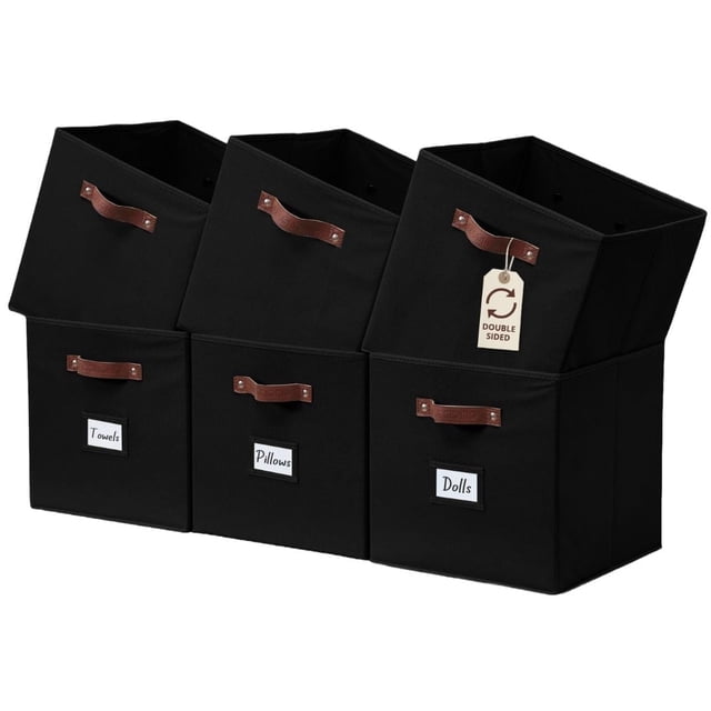 DECOMOMO Cubo de Almacenamiento de 13 Pulgadas, Cubo de Tela, Cubo de Almacenamiento (Negro, Juego de 6)