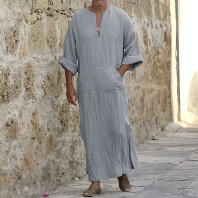 toraway Chemises pour Hommes Décontractées Mode Coton Col en V Manches Longues Robe Veste Haut m