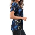 thumbnail image 6 of Nlife Women Puff Short Sleeve Hawaiian Shirts Floral Tropic Printed Top Pleated V Neck Boho T-shirt Summer Casual Trendy Boho Blouse, 6 of 9
