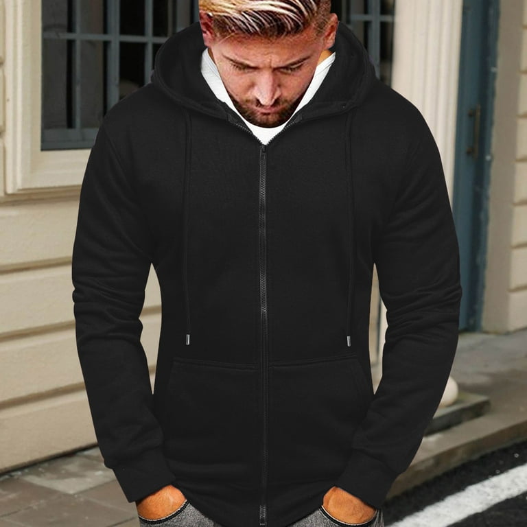 NIEWTR Hoodies for Men, Mens Solid Color Slim Fit Lightweight Zip