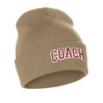 thumbnail image 2 of I&W Sports Team Coach Arch Letters Winter Knit Cuffed Beanie Hat, Khaki Beanie White Red, 2 of 2