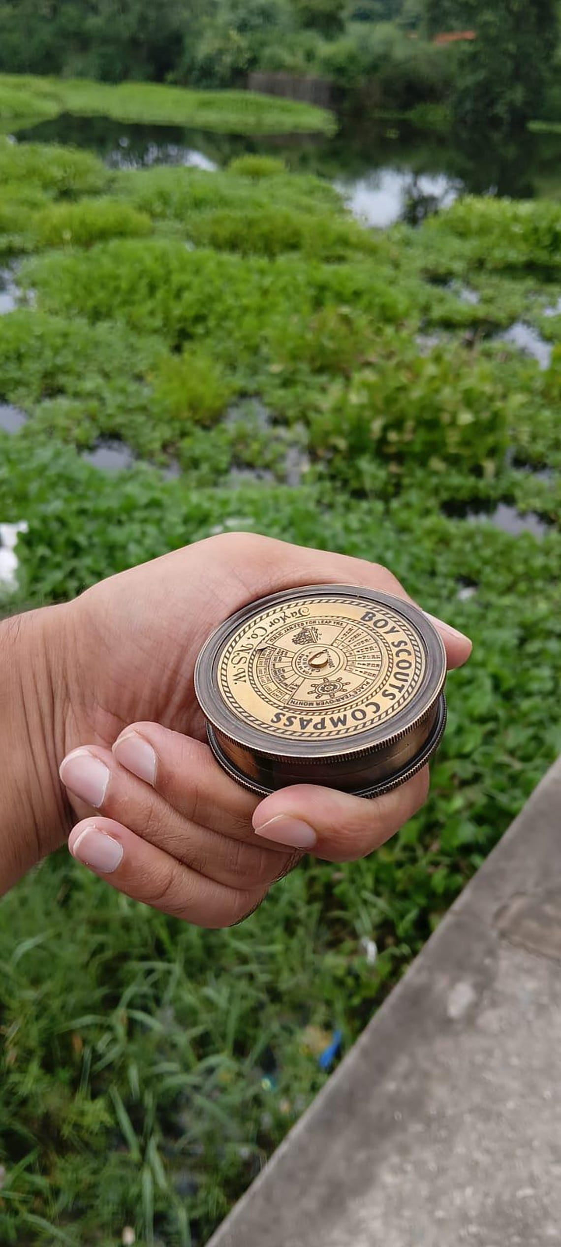 Vintage Brass Boy Scouts Compass with Directional Dial – Handheld Collectible by Maritime Treasures