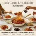 thumbnail image 6 of Gotham Steel 14 Inch Frying Pan with Lid, Extra Large Frying Pan Skillet for Family Cooking, Non Toxic Ceramic Nonstick Coating, Ergonomic Stay Cool Handle + Helper Handle, Oven and Diswasher Safe, 6 of 10