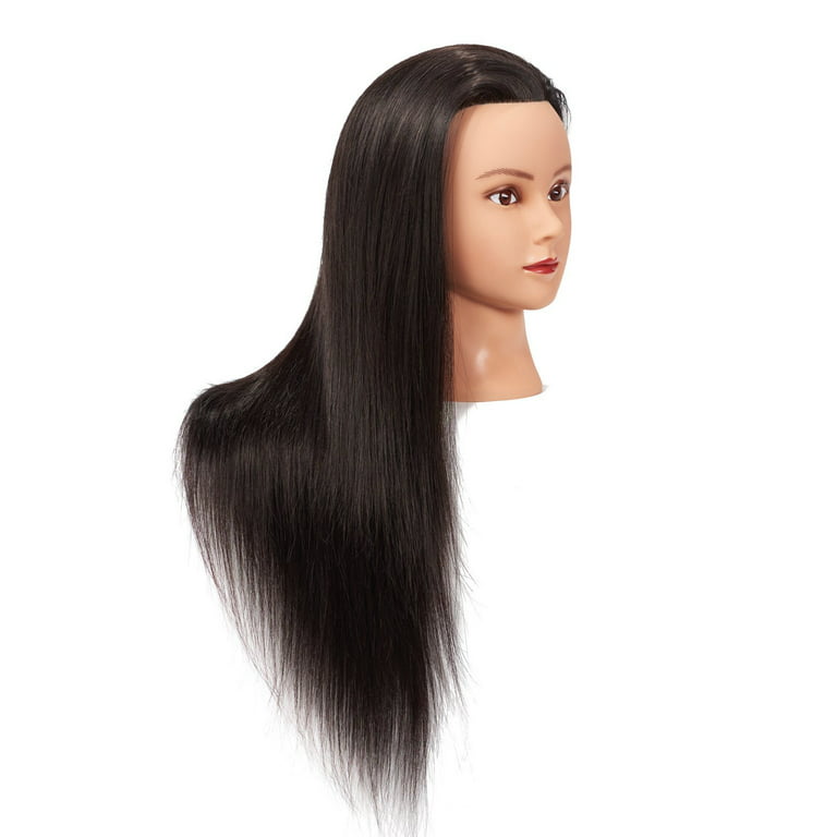 Cosmetology Mannequin Head with Black Synthetic Hair (26-28 In