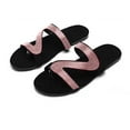 thumbnail image 5 of UTTOASFAY Womens Sandals Women'S Casual Solid Crystal Roman Plus-Size Flat Slippers Sandals Shoes Pink 6(37), 5 of 6