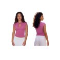 thumbnail image 2 of LMLYSoH Women Cap Sleeve T-Shirts Solid Color Keyhole Neckline Casual Shirts Summer Fashion Slim Fit Tops Streetwear, 2 of 9