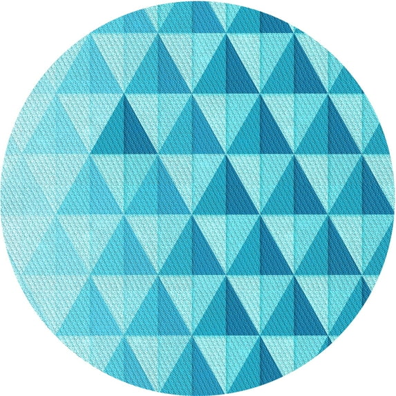 Ahgly Company Machine Washable Indoor Round Transitional Deep Sky Blue Area Rugs, 5' Round