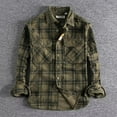thumbnail image 2 of USNSM Mens Vintage Flannel Shirt Long Sleeve Turndown Collar Button Plaid All Cotton Soft Brushed Shirts Comfy Breathable Casual Tops Green XXL, 2 of 3