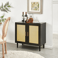 thumbnail image 4 of Lisonu Modern Accent Cabinet with Natural Rattan Doors, Black Sideboard Buffet with Adjustable Shelf and Soft-Close Hinges for Living Room and Dining Room, 4 of 13
