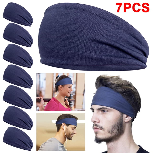Hombres Mujeres Fitness Sweatband Elástico Correr Diadema Secado Rápido (oscuro) Azul