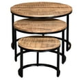 thumbnail image 3 of Rustic Modern Solid Wood & Metal 3pc Coffee Table Set in Washed Grey, 3 of 7