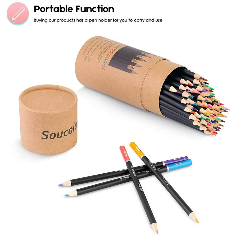  Soucolor 72-Color Colored Pencils, Soft Core & 122 Pack Gel  Marker Set for Adult Coloring Books