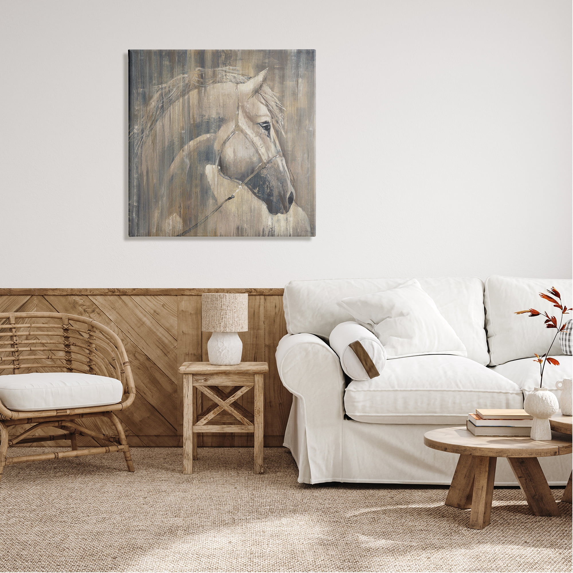 Stupell Industries Rustic Horse Portrait Animals & Insects Painting Gallery Wrapped Canvas Print Wall Art, 30 x 30