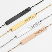 Personalized Women's Stainless Steel Engraved Name Bar Bracelet