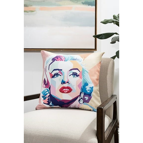 Ada Home Decor Decorative Square Throw Pillow 18" x 18", Colorful Marilyn Printed