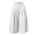 thumbnail image 4 of Levmjia Women High Waisted Pleated Wide Leg Capri Pants Plus Size Elastic Waist Casual Loose Cropped Trousers with Pockets, 4 of 7