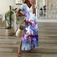 thumbnail image 1 of Amzcrzy Robes pour Femmes Grande Taille Robes pour Femmes Courbées Robes pour Femmes Printemps et Été Col en V Robe Longue Décontractée à Manches Courtes Robe d'Été Robes de Printemps, 1 of 3