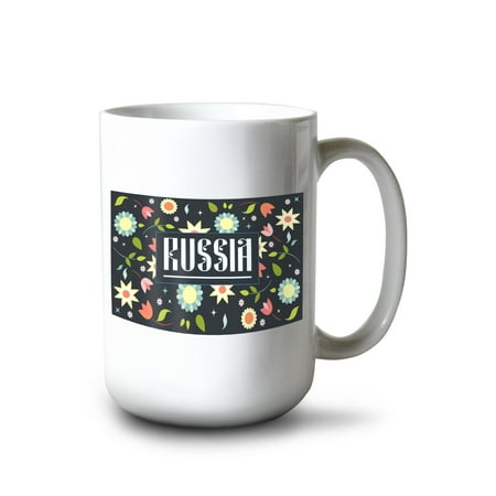 

15 fl oz Ceramic Mug Russia Vector Flower Pattern Dishwasher & Microwave Safe