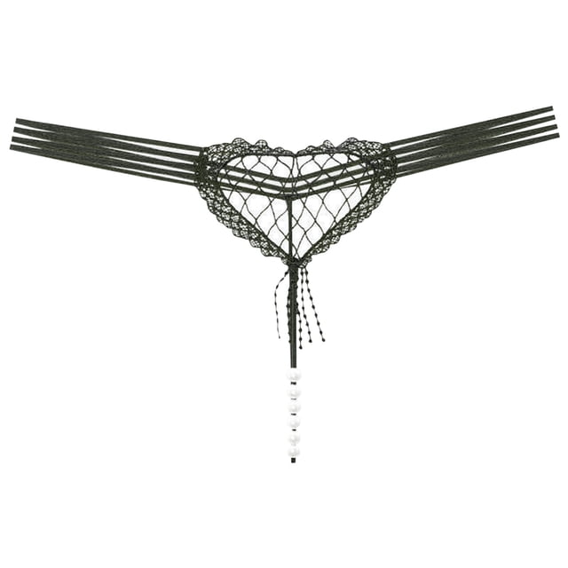 Gibobby Braguita cintura alta Bragas huecas en forma corazón sexy para mujer Bragas sexy línea en T con perlas cintura para mujer(Verde,Talla única)