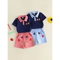 thumbnail image 3 of BemeyourBBs Toddler Baby Boys Back to School Outfit Baby First Day of School Outfits 2 3 4 5 6 7 Years Short Sleeve Embroidery Alphabet Shirt Plaid Shorts Set Toddler Boy Kindergarten Summer Outfit, 3 of 9