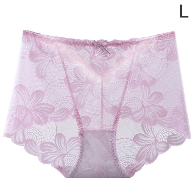Bragas de encaje Mujeres Sexy Hollow Seamless Briefs Cintura media Levantamiento de cadera Ropa interior transpirable, Pink, L sidaley AP001201-19B