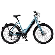 Schwinn Coston DX hybrid electric bike, 7 speeds, 27.5 inch wheels, unisex frame, blue