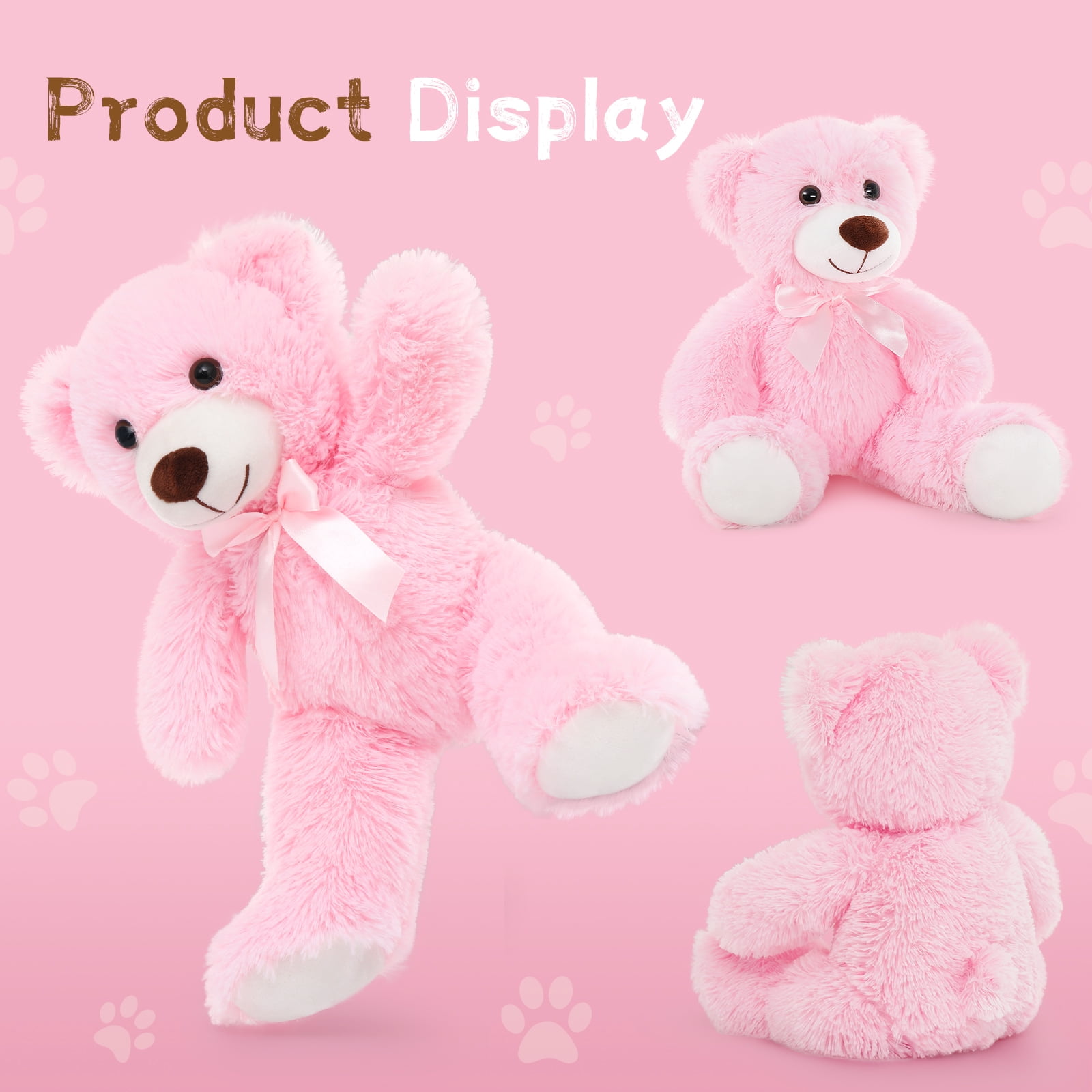 MaoGoLan 10 Pcs Pink Bear Stuffed Animals Set 13'' Cute Plush Stuffed Bear Toy Bulk