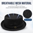 thumbnail image 4 of longantii Summer Breathable Mesh Pork Pie Hat,Cool Mesh Pork Pie Hat with Matching Ribbon & Emblem,for Beach, Parties & Daily Wear Pink, 4 of 6