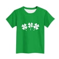 thumbnail image 4 of St Patricks Day Shirt Kids Girls Clover Print Green Short Sleeve Tee T-Shirt Holiday Party Outfit 4-16,Size 7-8T, 4 of 5
