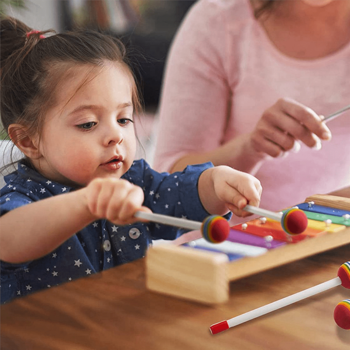 36 Pcs Lollipop Drum Mallet Sticks Round Rainbow Hammer Percussion Sticks Drumsticks for Kids Child Mallet Musical Toy