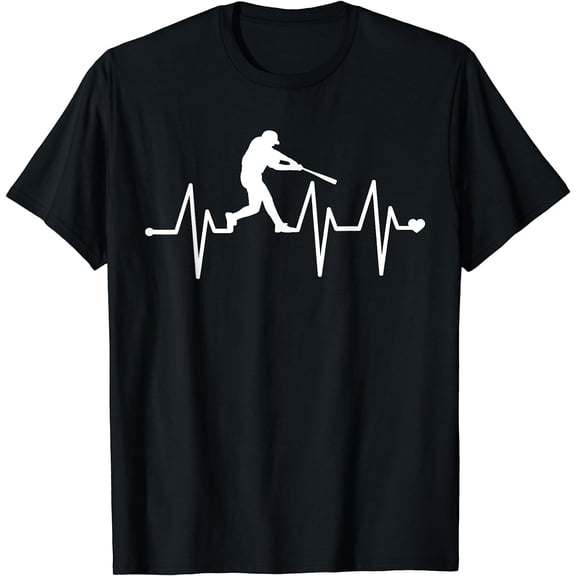 Baseball Heartbeat Pulse Shirt - Funny Baseball T-Shirt Black Small