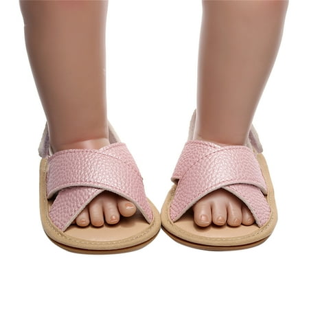

Kids Open Toe Solid Shoes First Walkers Shoes Summer Flat Sandals