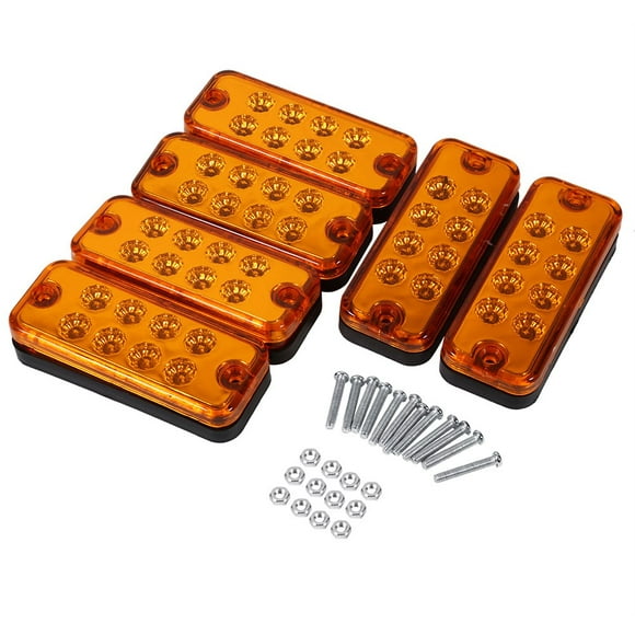 6Pcs 8 Led Clearance Side Marker Light Indicator Lamp Truck Trailer Lorry Yellow,8 Led Side Marker Lamp