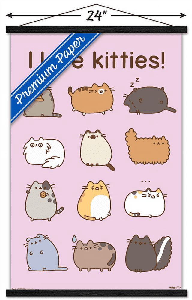 Pusheen - Kitties Wall Poster with Wooden Magnetic Frame, 22.375" x 34"