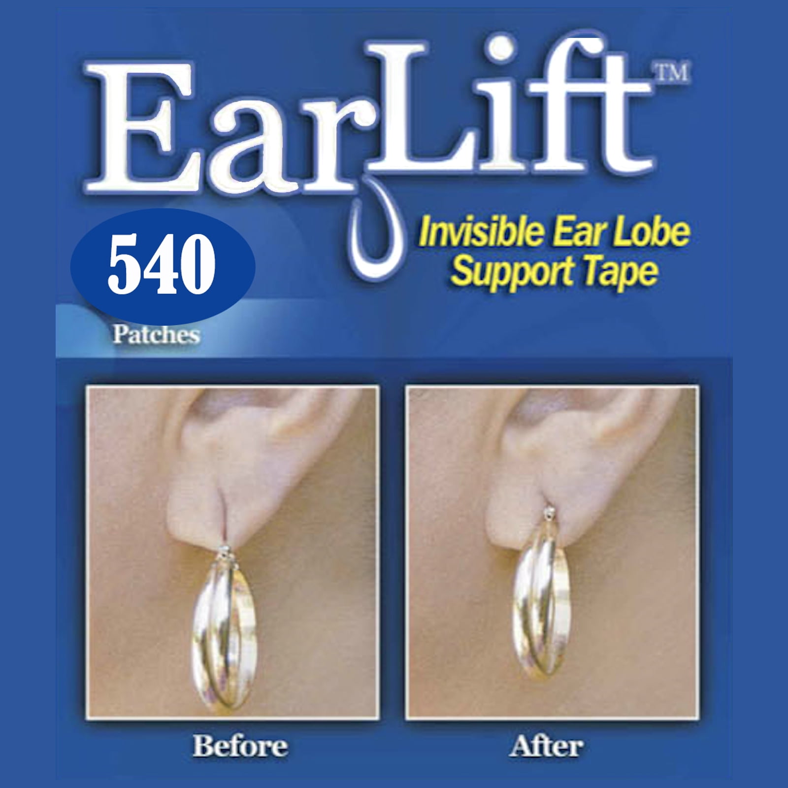 Earlift Earring Support Patches Stretched Droopy Ear Lobe Support Invisible - 9 Pack (540 Patches)