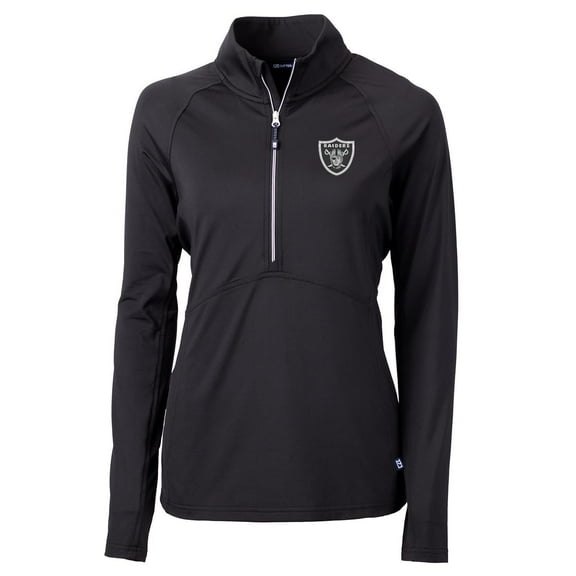 Women's Cutter & Buck Black Las Vegas Raiders Adapt Eco Knit Half-Zip Pullover Jacket