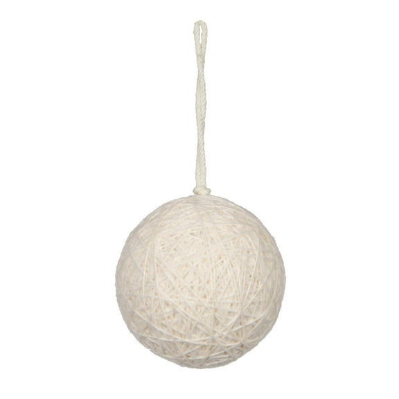 Vickerman 4" Ivory Wool String Wrapped Ball Ornament, 4 per bag.