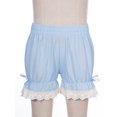 thumbnail image 3 of LiiYii Kids Girls Ruffled Lace Hem Bloomer Shorts Breathable Safety Pants Yoga Gymnastics Dance Blue 120, 3 of 7